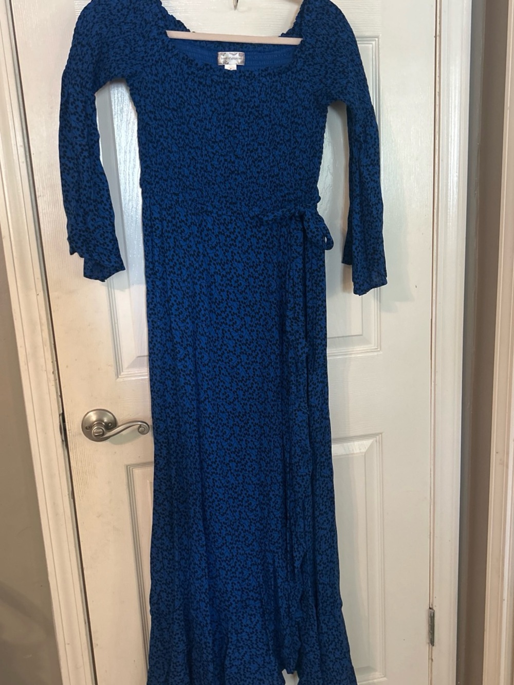 Band of Gypsies Blue Patterned Wrap Maxi Dress